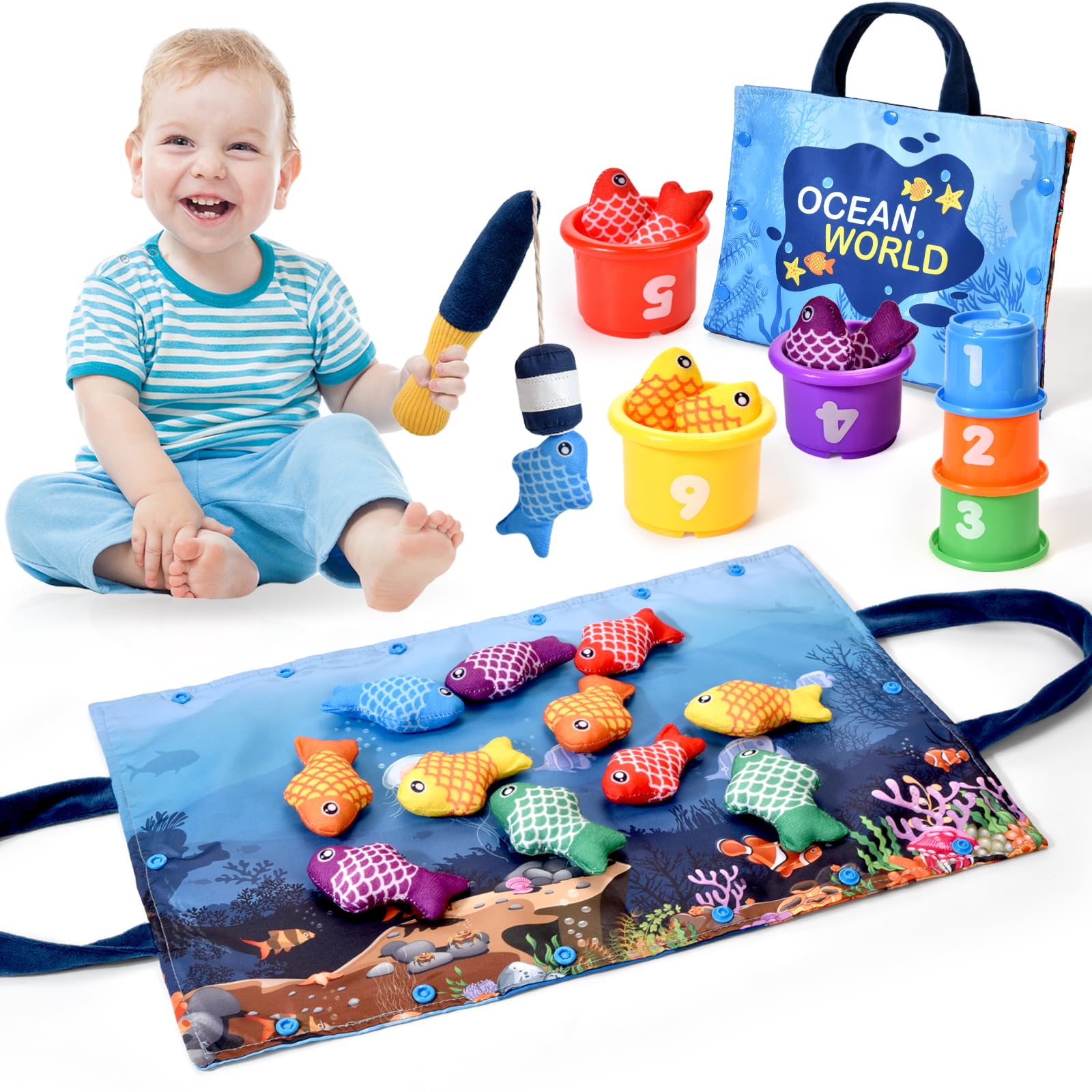 Montessori Toys for 1 Year Old, Soft Felt Cloth Fishing Game